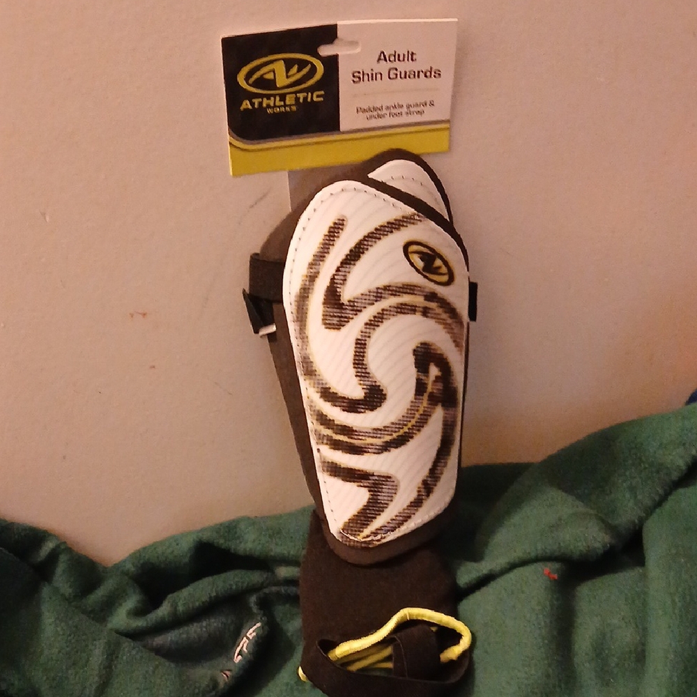 Athletic Works White and Brown Shin Guards